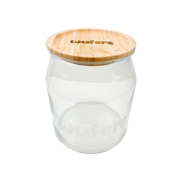 Wufers Glass Dog Cookie Jar