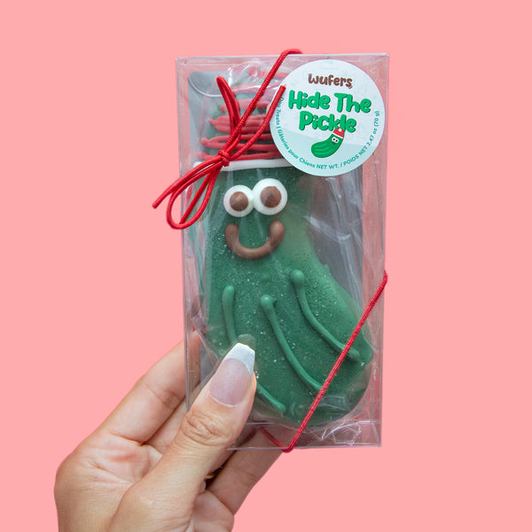 Hiding Christmas Pickle Cookie for Dogs